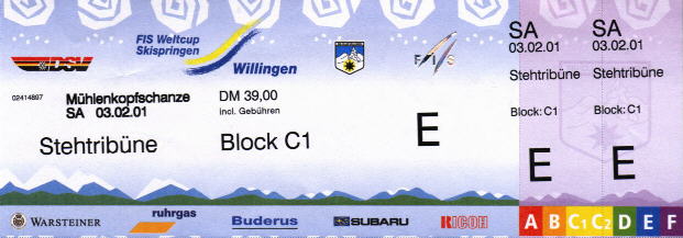 Weltcupskispringen Willingen &acute;01